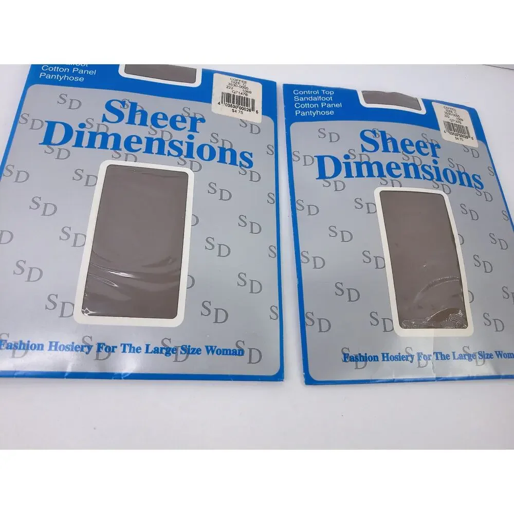 Vintage Catherines Sheer Dimensions Pantyhose Size C Coffee Brown Pack of 2 New
